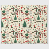 Niedliches Vintages Rotes Spielzeug Geschenkpapier (Flach)