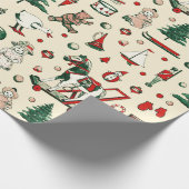 Niedliches Vintages Rotes Spielzeug Geschenkpapier (Ecke)