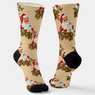 Niedliches Vintages Santa Claus-Muster Socken
