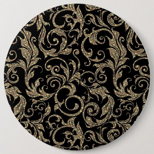 Niedliches Vintages schwarz-braunes Blumenmuster Button (Vorderseite)