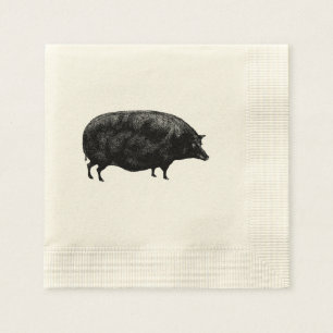 Niedliches Vintages Schwein Serviette