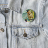 Niedliches Vintages Schwein und Affe - lustige Button (Beispiel)