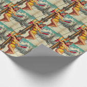 Niedliches Vintages Ski-Button Geschenkpapier (Ecke)