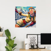 Niedliches Vintages Ski-Button Poster (Heimbüro)