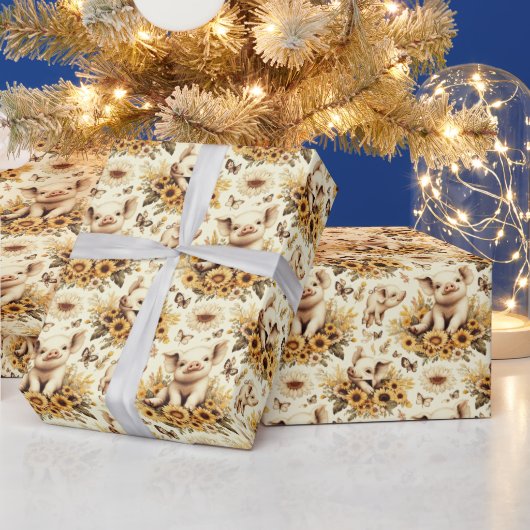 Niedliches Vintages Sonnenblumenmuster Geschenkpapier (Feiertage)