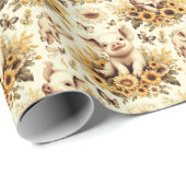 Niedliches Vintages Sonnenblumenmuster Geschenkpapier (Rolleneckpunkt)