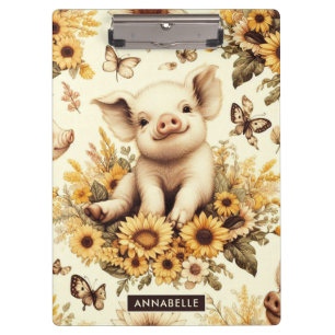 Niedliches Vintages Sonnenblumenmuster Klemmbrett