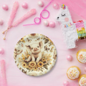 Niedliches Vintages Sonnenblumenmuster Pappteller (Party)