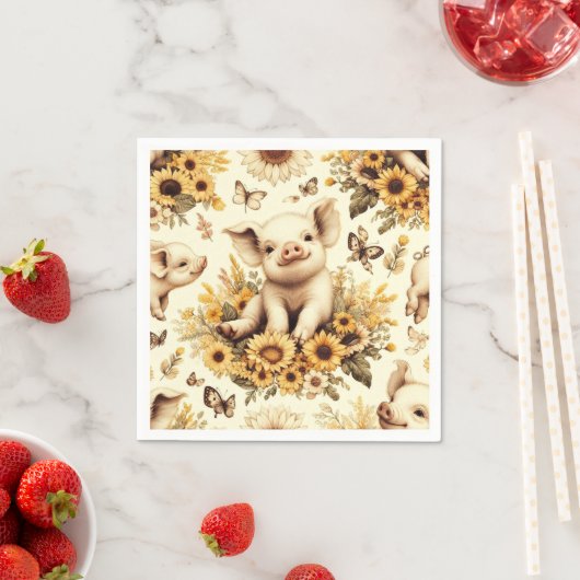 Niedliches Vintages Sonnenblumenmuster Serviette (Beispiel)