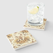 Niedliches Vintages Sonnenblumenmuster Steinuntersetzer (Seitenansicht)