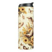 Niedliches Vintages Sonnenblumenmuster Thermosbecher (Nach links gedreht)