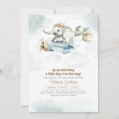 Niedliches Vintages Spielzeug Elephant & Flugzeug Einladung (Vorderseite)