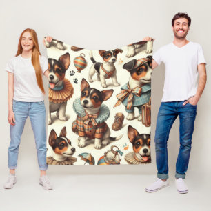 Niedliches Vintages Spielzeug Fox Terrier Nahtlos Fleecedecke