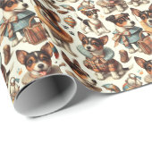 Niedliches Vintages Spielzeug Fox Terrier Nahtlos Geschenkpapier (Rolleneckpunkt)