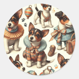 Niedliches Vintages Spielzeug Fox Terrier Nahtlos Runder Aufkleber