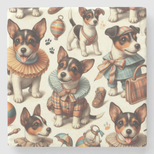 Niedliches Vintages Spielzeug Fox Terrier Nahtlos Steinuntersetzer