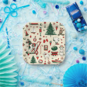 Niedliches Vintages Spielzeug Weihnachtsbaum Pappteller (Party)