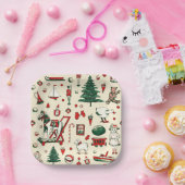 Niedliches Vintages Spielzeug Weihnachtsbaum Pappteller (Party)