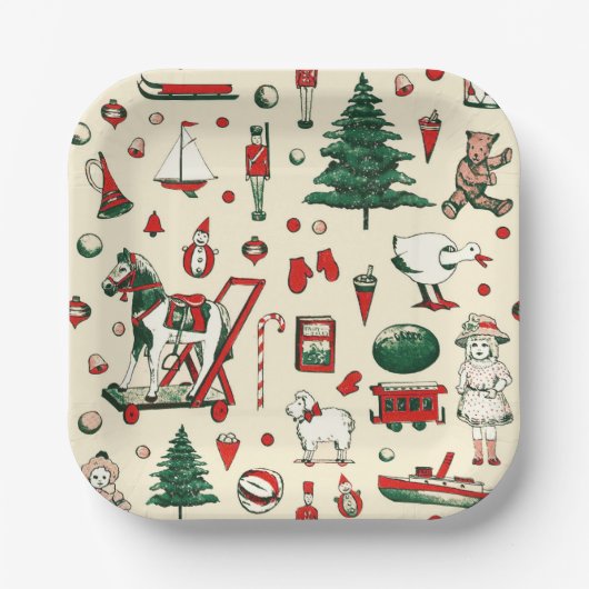 Niedliches Vintages Spielzeug Weihnachtsbaum Pappteller (Vorderseite)