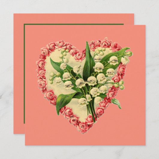 Niedliches Vintages Valentinherz Feiertagskarte (Vorne/Hinten)