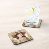 Niedliches Vintages Viktorianisches Girl-Portrait Getränkeuntersetzer (Rechte Seite)