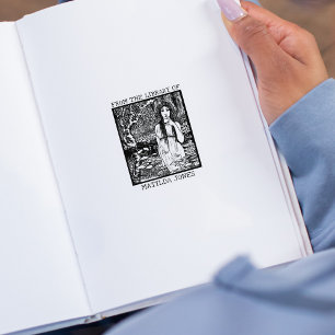Niedliches Vintages Waldmädchen aus der Bibliothek Gummistempel
