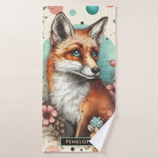 Niedliches Vintages Watercolo Fox Gemälde Badehandtuch