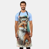 Niedliches Vintages Watercolo Fox Gemälde Schürze (Getragen)