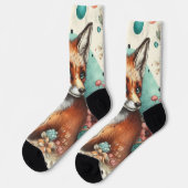 Niedliches Vintages Watercolo Fox Gemälde Socken (Linkes Detail)