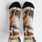 Niedliches Vintages Watercolo Fox Gemälde Socken (Oben)