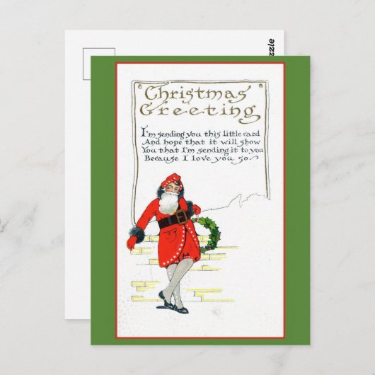 Niedliches Vintages Weihnachtsgrüßgedicht Postkarte (Vorne/Hinten)