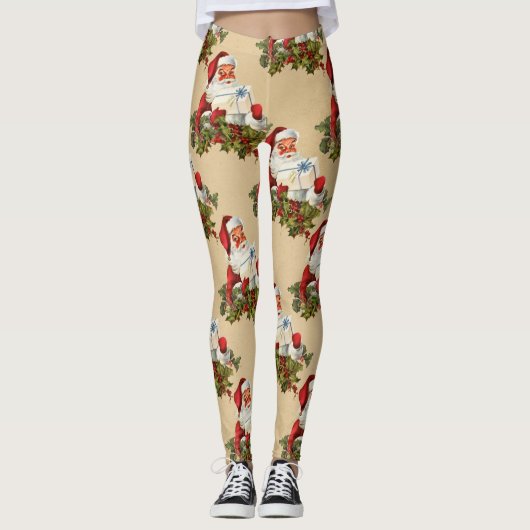 Niedliches Vintages Weihnachtsmuster, Weihnachten Leggings (Vorderseite)