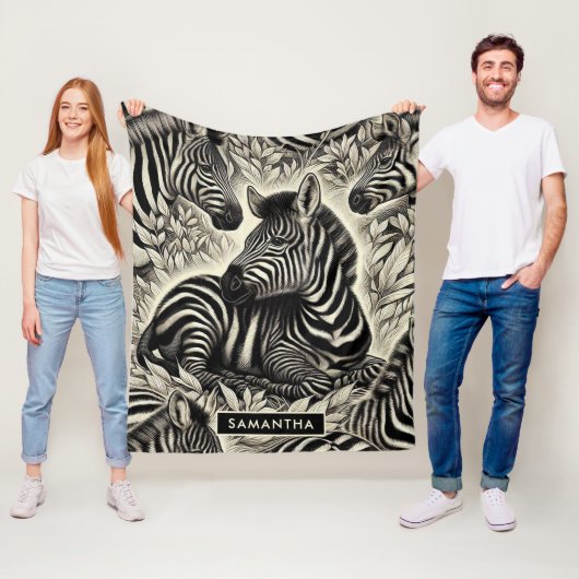 Niedliches Vintages Zebra-Muster Fleecedecke (Beispiel)