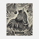 Niedliches Vintages Zebra-Muster Fleecedecke (Vorderseite)