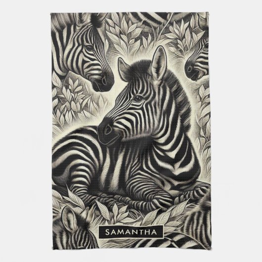 Niedliches Vintages Zebra-Muster Geschirrtuch (Vertikal)
