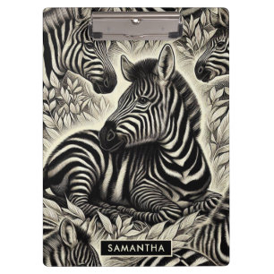 Niedliches Vintages Zebra-Muster Klemmbrett