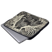 Niedliches Vintages Zebra-Muster Laptopschutzhülle (Vorne Knopf)