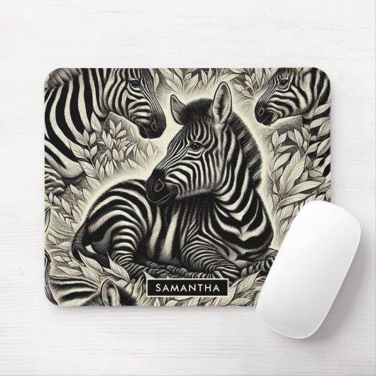 Niedliches Vintages Zebra-Muster Mousepad (Mit Mouse)