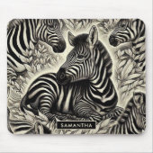 Niedliches Vintages Zebra-Muster Mousepad (Vorne)