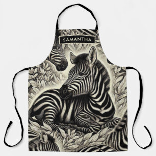 Niedliches Vintages Zebra-Muster Schürze
