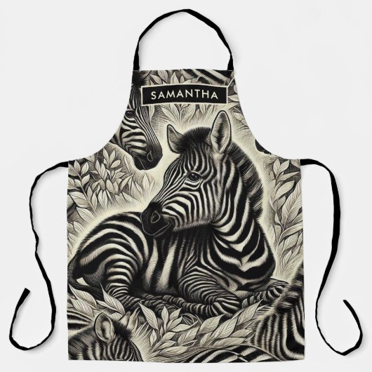Niedliches Vintages Zebra-Muster Schürze (Vorderseite)