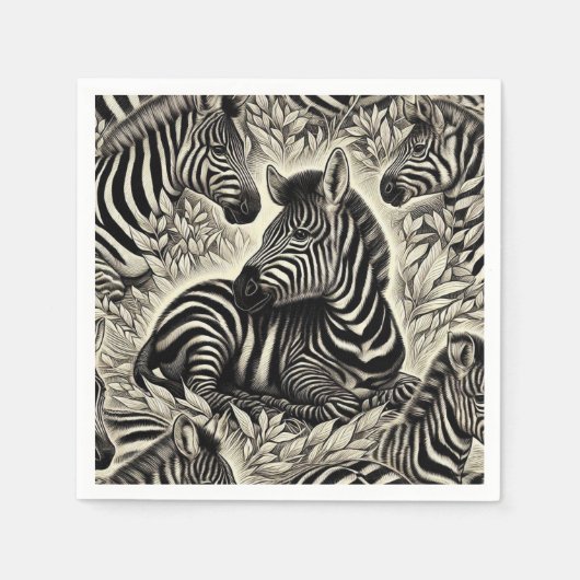 Niedliches Vintages Zebra-Muster Serviette (Vorderseite)