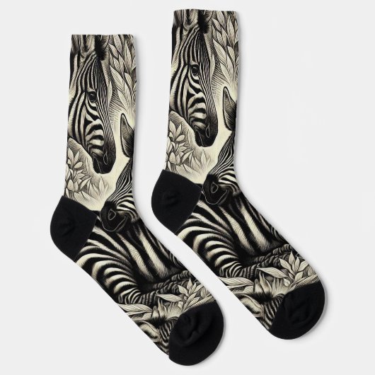 Niedliches Vintages Zebra-Muster Socken (Rechts)