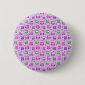 Niedliches Violet-Owl-Muster Button (Vorderseite)