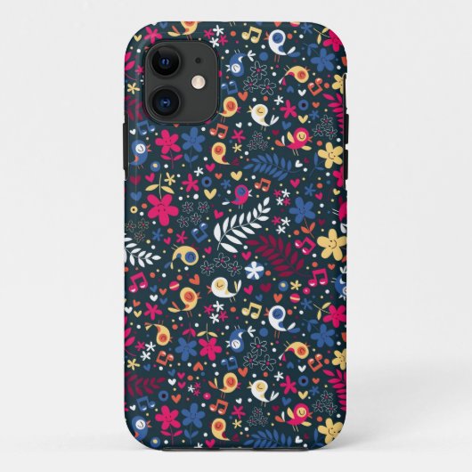 niedliches Vogel- und Blumenmuster Case-Mate iPhone Hülle (Rückseite)