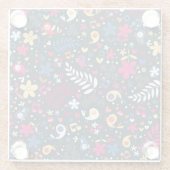 niedliches Vogel- und Blumenmuster Glasuntersetzer (Rückseite)