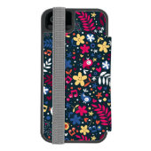 niedliches Vogel- und Blumenmuster Incipio iPhone Geldbeutel-Hülle (Folio Rückseite)