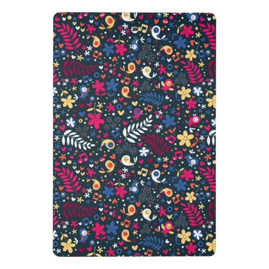 niedliches Vogel- und Blumenmuster Mini Klemmbrett (Rückseite)