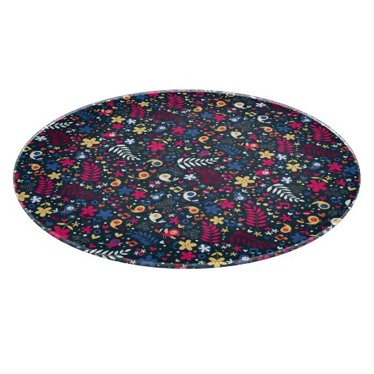 niedliches Vogel- und Blumenmuster Schneidebrett (Ecke)