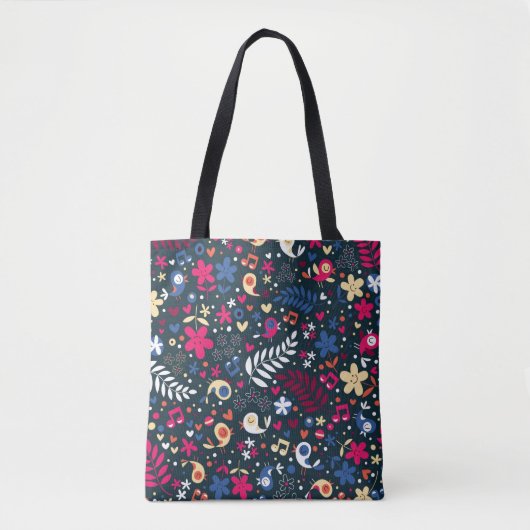 niedliches Vogel- und Blumenmuster Tasche (Vorderseite)